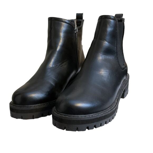 Shein Boots Women's Platform Sz 6.5M Black Ankle Side Zip Chunkly Rubber Sole - Picture 4 of 16